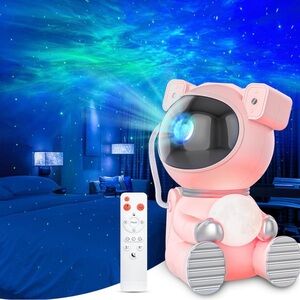 Pastel Pink Astronaut Galaxy Night Light Projector